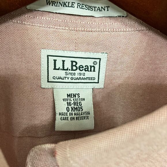 LL BEAN 16 Button Down Preppy Wrinkle Resistant Academia Short Sleeve Camp Shirt - Picture 2 of 11